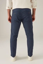 Next Slim Fit Hose mit Kordelzug aus Leinenmischung Dunkelblau/Blau/Grau