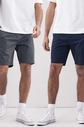 Next Chinoshorts Straight Fit 2er-Pack Dunkelblau/Grau/Blau