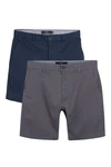 Next Chinoshorts Straight Fit 2er-Pack Dunkelblau/Grau/Blau