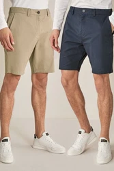 Next Chinoshorts Straight Fit 2er-Pack Khaki/Beige