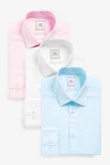 Next Langarmhemd Slim Fit Hemd mit Sportmanschetten Weiß/Hellblau/Mischfarben/Blau