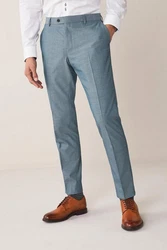 Next Stoffhose Anzug Slim Fit Hose Hellblau/Blau
