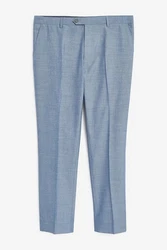 Next Stoffhose Anzug Slim Fit Hose Hellblau/Blau