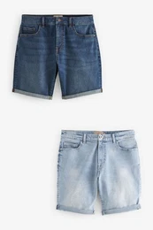 Jeansshorts Straight Fit Jeansshorts mit Stretch (2-tlg)