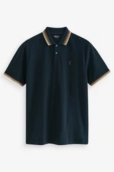 Next Poloshirt mit breitem Bruststreifen Dunkelblau/Blau