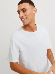 Jack & Jones T-Shirt JJESUMMER LINEN TEE SS O-NECK Hellblau/Grau/Blau