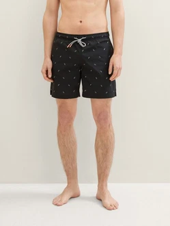 TOM TAILOR Denim Badehose Schwarz/Silber/Beige