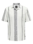 ONLY & SONS Kurzarmhemd ONSCAIDEN SS STRIPE LINEN RESORT NOOS Grau/Weiß/Beige/Creme