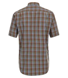Redmond Kurzarmhemd Kentkragen Comfort Fit Braun/Mischfarben/Rot