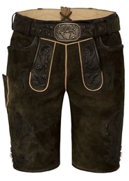 Trachtenlederhose Diablo Kurzhose Herren Trachtenhose Lederhose kurzhose Ziegenvelour bestickt