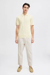 Casual Friday Poloshirt CFKarl knit polo with halfzip Khaki/Beige/Weiß/Gelb