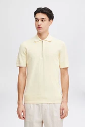 Casual Friday Poloshirt CFKarl knit polo with halfzip Khaki/Beige/Weiß/Gelb