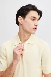 Casual Friday Poloshirt CFKarl knit polo with halfzip Khaki/Beige/Weiß/Gelb