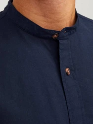 Jack & Jones Langarmhemd JJESUMMER BAND SHIRT LS SN Dunkelblau