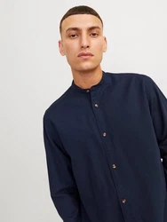 Jack & Jones Langarmhemd JJESUMMER BAND SHIRT LS SN Dunkelblau
