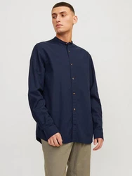 Jack & Jones Langarmhemd JJESUMMER BAND SHIRT LS SN Dunkelblau