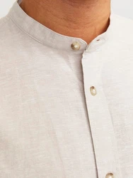 Jack & Jones Langarmhemd JJESUMMER BAND SHIRT LS SN Weiß/Khaki/Beige