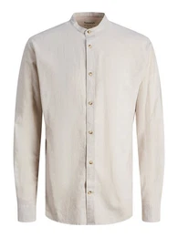Langarmhemd JJESUMMER BAND LINEN BLEND SHIRT LS SN
