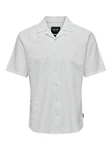 ONLY & SONS Kurzarmhemd ONSCAIDEN SS SOLID RESORT LINEN Grau/Weiß