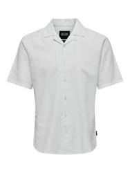 ONLY & SONS Kurzarmhemd ONSCAIDEN SS SOLID RESORT LINEN Grau/Weiß