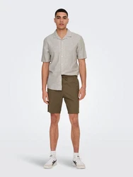 ONLY & SONS Kurzarmhemd ONSCAIDEN SS SOLID RESORT LINEN Khaki/Beige/Grau/Weiß/Braun/Hellgrau