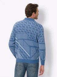 Sieh an! Strickpullover Polopullover Grau/Blau