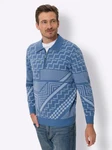 Sieh an! Strickpullover Polopullover Grau/Blau