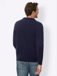 Sieh an! Strickpullover Rundhals-Pullover Blau/Hellblau/Grau/Dunkelblau/Lila