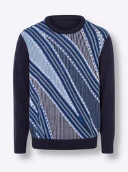 Sieh an! Strickpullover Rundhals-Pullover Blau/Hellblau/Grau/Dunkelblau/Lila