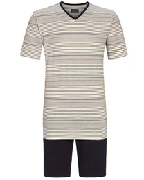 Pyjama Herren Kurzarm 'Summer Stripes' 4241313, Grau