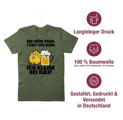 Shirtracer T-Shirt Der frühe Vogel fängt den Wurm! Ich bleibe bei Bier! schwarz