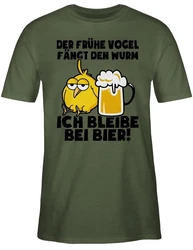 Shirtracer T-Shirt Der frühe Vogel fängt den Wurm! Ich bleibe bei Bier! schwarz