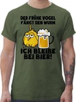 Shirtracer T-Shirt Der frühe Vogel fängt den Wurm! Ich bleibe bei Bier! schwarz