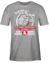 Shirtracer T-Shirt Vater & Sohn Immer ein Herz & eine Seele Partner-Look Familie Papa wei/rot