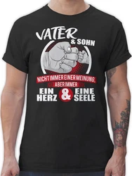 Shirtracer T-Shirt Vater & Sohn Immer ein Herz & eine Seele Partner-Look Familie Papa weiß/rot