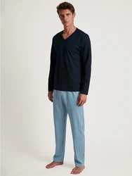 CALIDA Pyjama Special Herren Dunkelblau/Blau/Hellblau