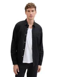 TOM TAILOR Denim Langarmhemd Schwarz