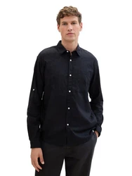 TOM TAILOR Denim Langarmhemd Schwarz