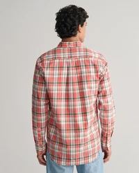 Gant Kurzarmshirt REG COTTON LINEN CHECK SHIRT Rot/Braun/Gelb