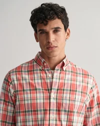 Gant Kurzarmshirt REG COTTON LINEN CHECK SHIRT Rot/Braun/Gelb