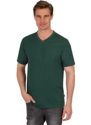 Trigema T-Shirt TRIGEMA V-Shirt DELUXE Dunkelgrün/Grün