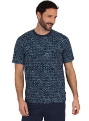 Trigema T-Shirt mit freundlichem Smiley-Muster blau/navy