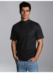Trigema T-Shirt mit Stehkragen Schwarz
