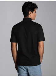 Trigema T-Shirt mit Stehkragen Schwarz