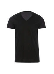 Trigema T-Shirt V-Shirt Slim Fit Schwarz/Hellblau