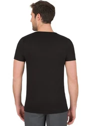 Trigema T-Shirt V-Shirt Slim Fit Schwarz/Hellblau