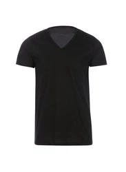 Trigema T-Shirt V-Shirt Slim Fit Schwarz/Hellblau