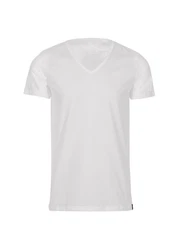 Trigema T-Shirt V-Shirt Slim Fit Creme/Hellblau/Weiß