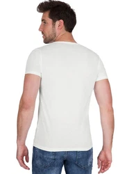 Trigema T-Shirt V-Shirt Slim Fit Creme/Hellblau/Weiß