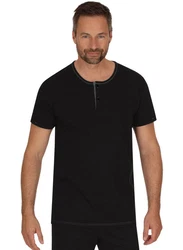 Trigema T-Shirt Knopfleiste schwarz